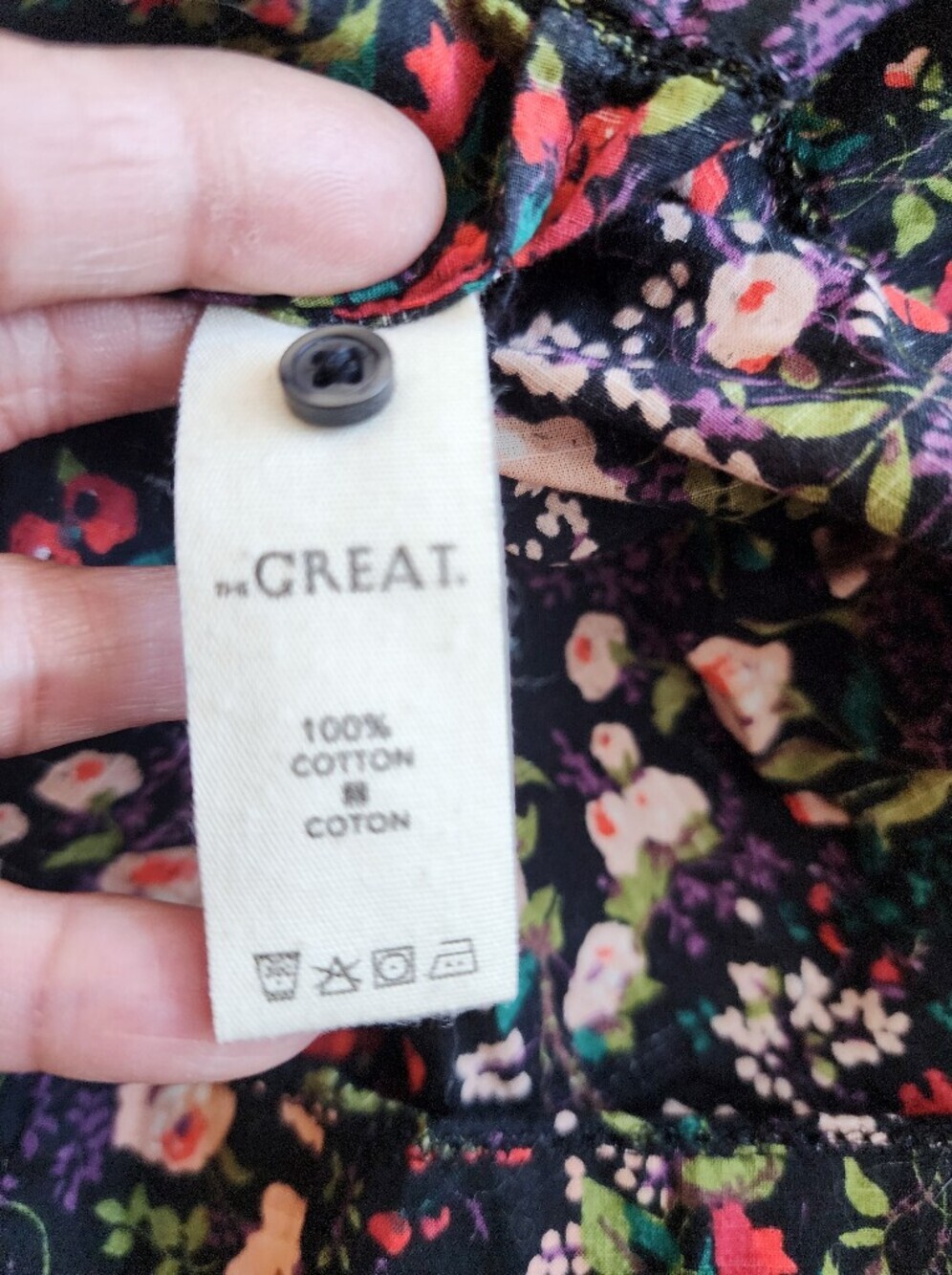 THE GREAT. THE STORYTELLER TOP BLACK FLORAL WOMENS SIZE 3 LARGE - Picture 6 of 16